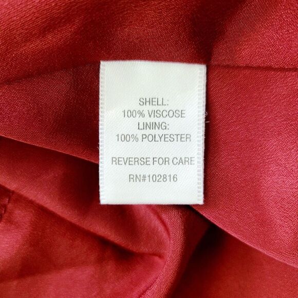 Garnet Hill Dress 18 Maroon Red Floral A-Line V-Neck 3/4 Sleeve Pockets - Picture 8 of 12